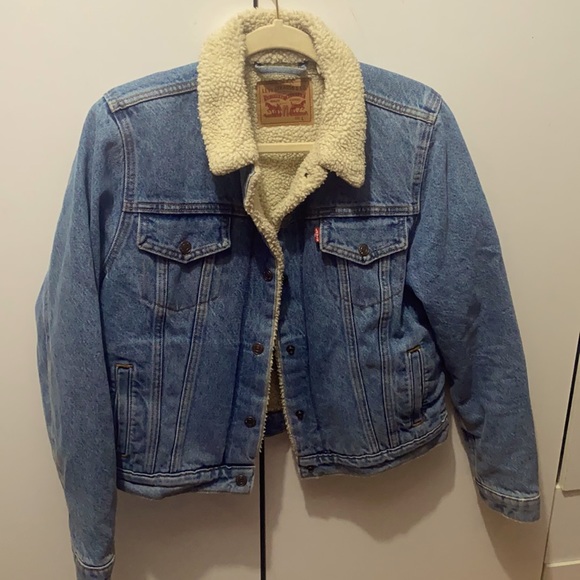 Levi’s Ex-Boyfriend Sherpa Trucker Denim Jacket /L - Picture 2 of 6